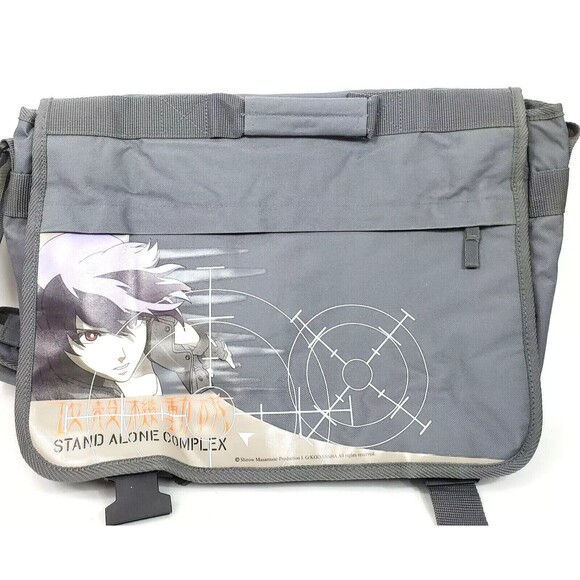 Shirow Masamune Anime Stand Alone Complex Messenger Laptop Shoulder Gray Bag HTF - Picture 1 of 10